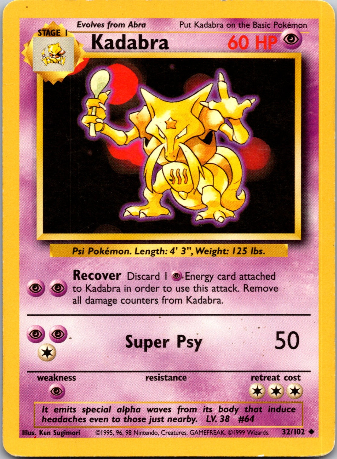1999 Base Set  032/102 Kadabra Uncommon M270