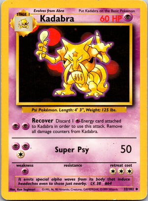 1999 Base Set  032/102 Kadabra Uncommon M270