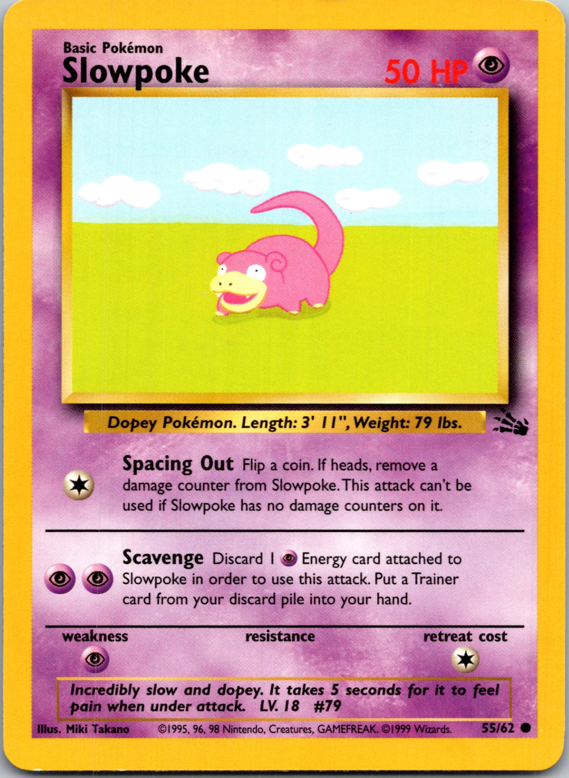 1999 Fossil #55/62 Slowpoke Common B289