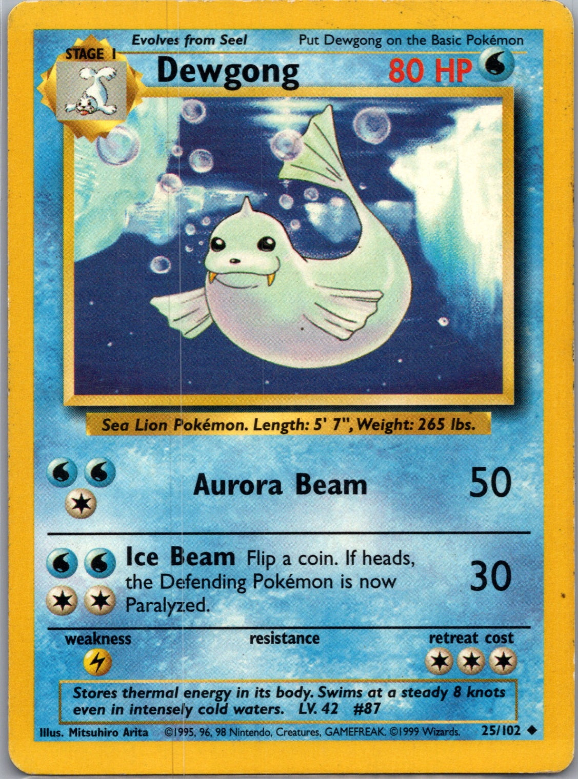 Base Set (Shadowless) 025/102 Dewgong Uncommon NM