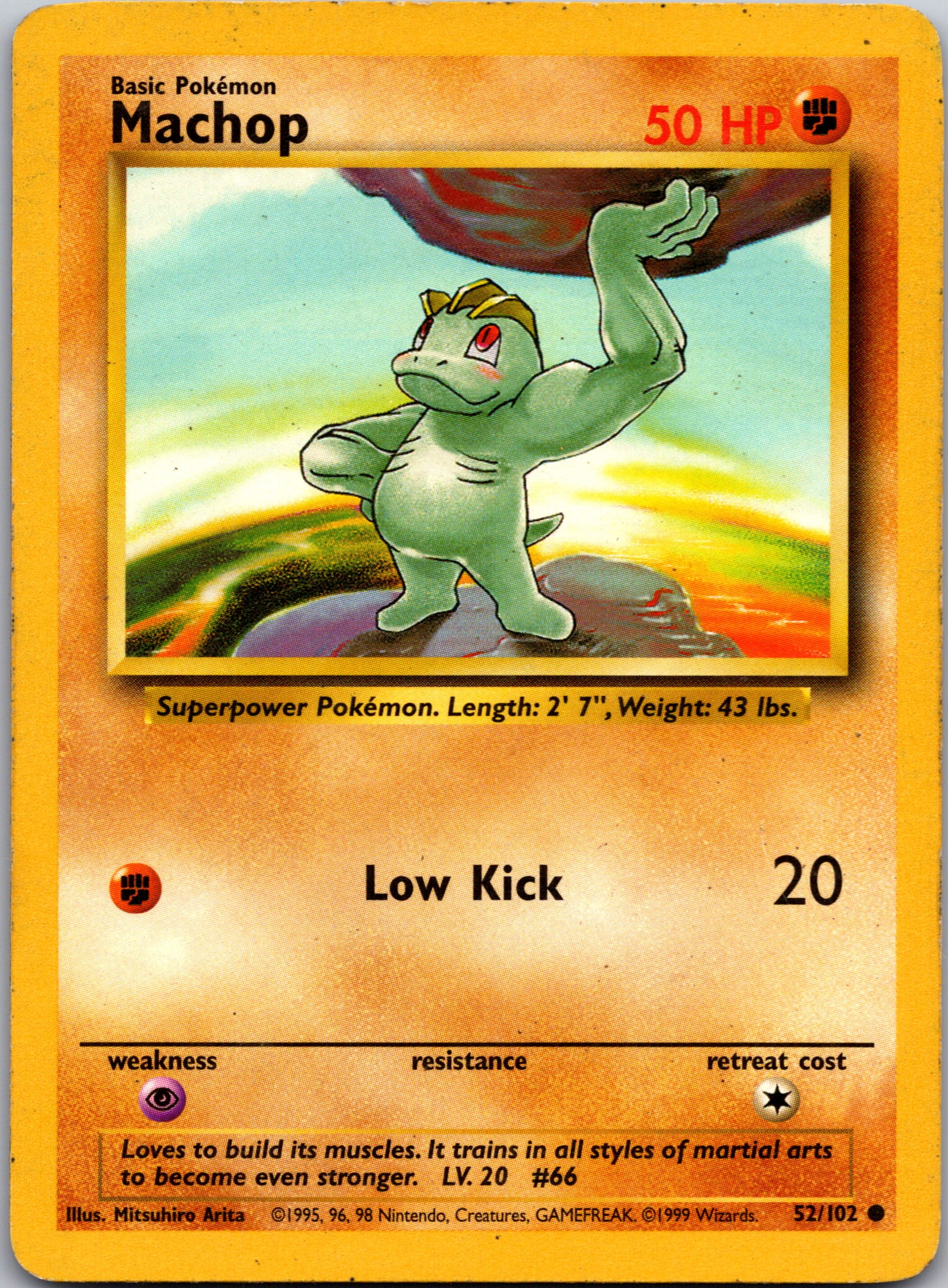 1999 Base Set 052/102 Machop Common A187