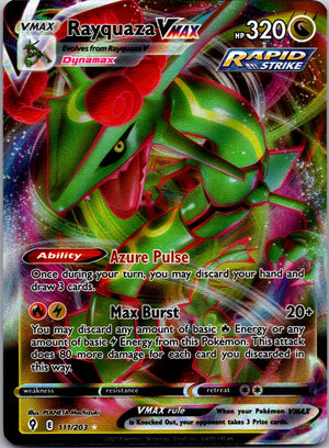 Rayquaza VMAX Holo Ultra Rare SWSH07: Evolving Skies 111/203 LP