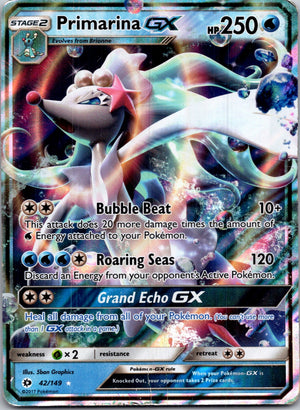 2017 SM Base Set 42/149 Primarina GX Ultra Rare F45