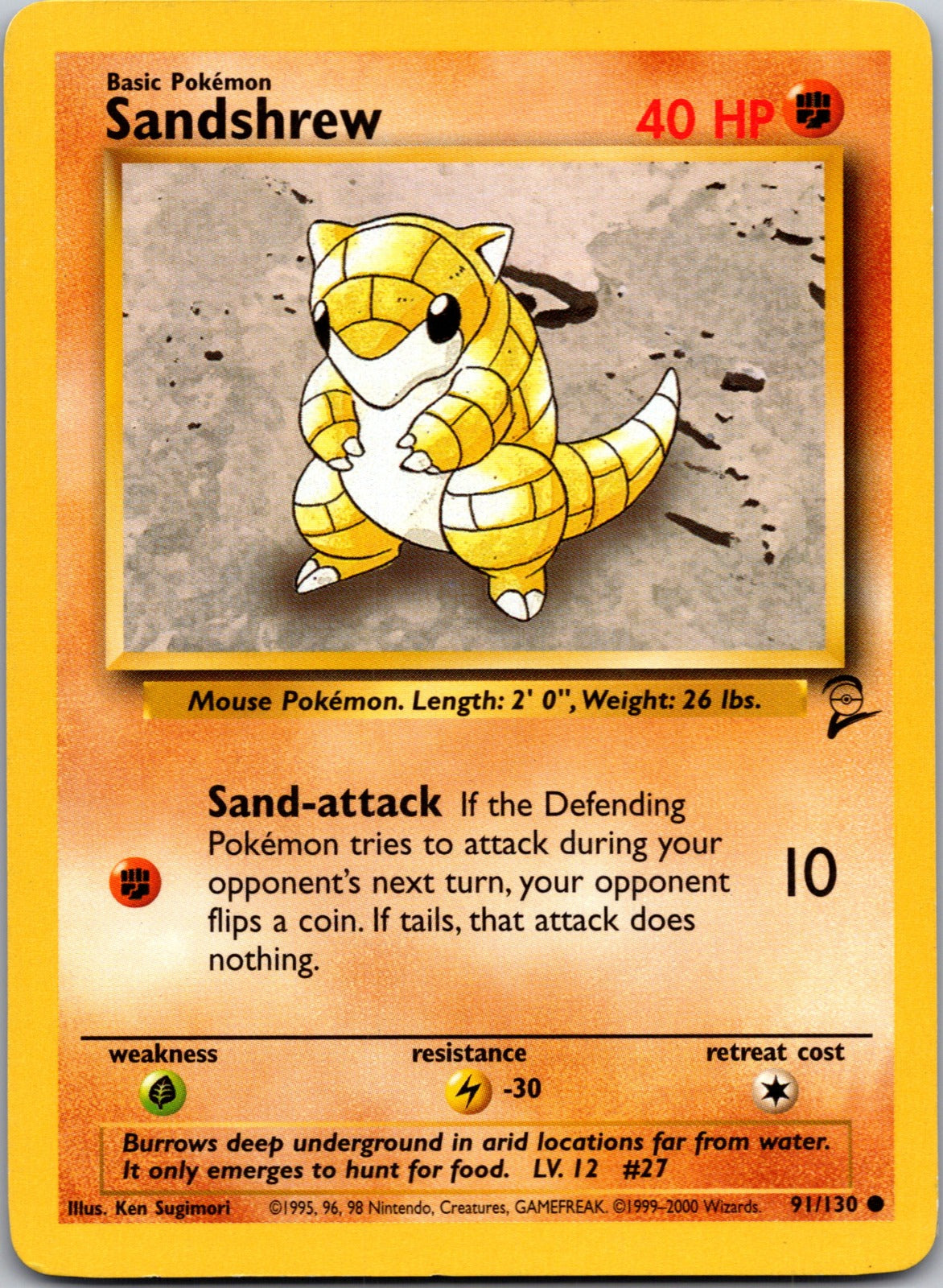 Sandshrew Common Base Set 2 091/130 LP