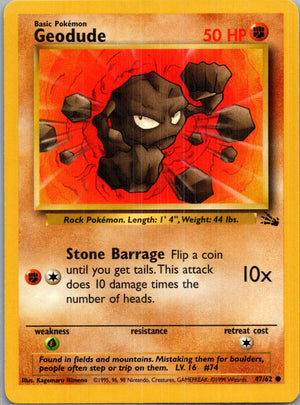 1999 Fossil #47/62 Geodude Common B148