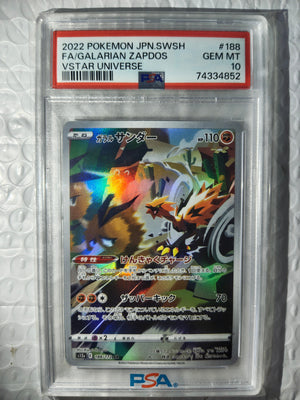 Graded galarian zapdos PSA gem mint 10
