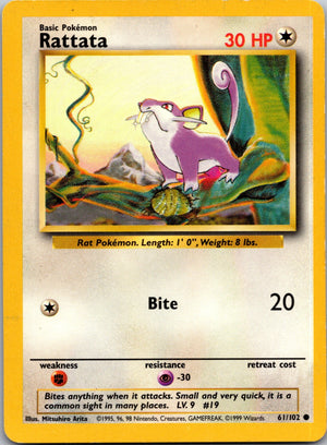 1999 Base Set  061/102 Rattata Common M321