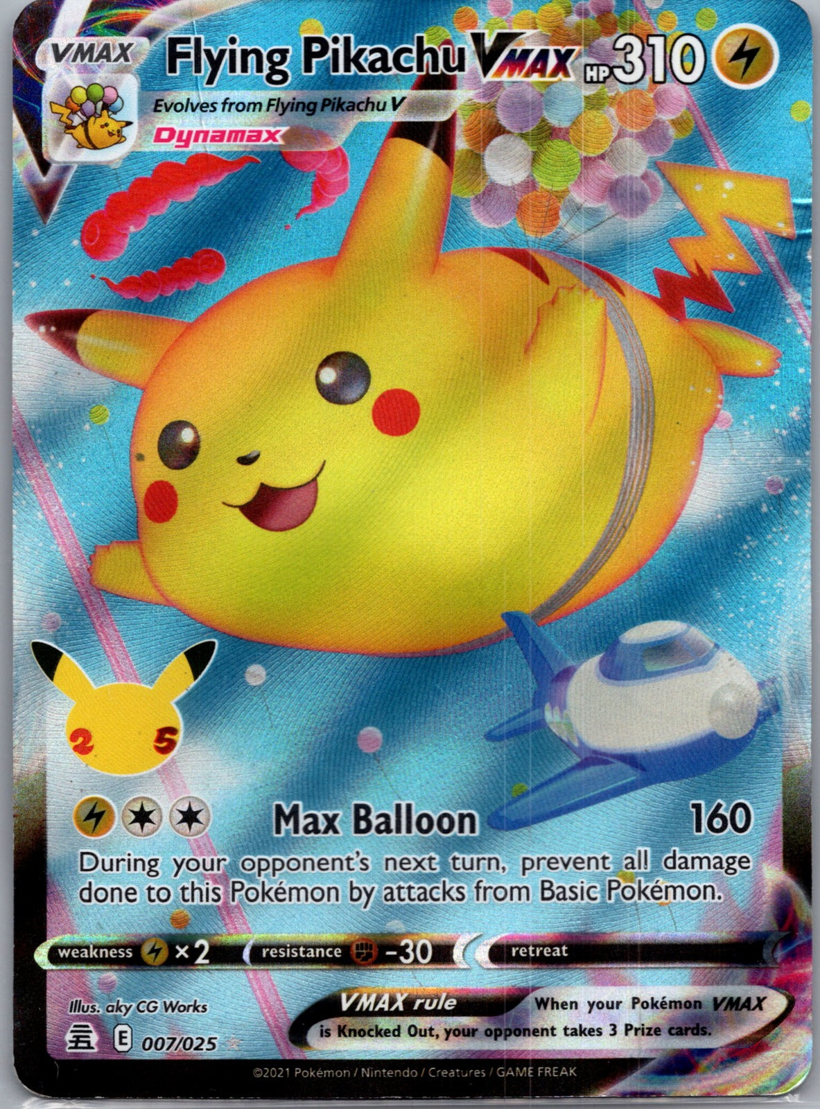 2021 Celebrations 007/025 Flying Pikachu VMAX HP S244