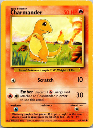 1999 Base Set (Shadowless) 046/102 Charmander LP