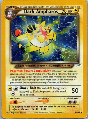 2002 Neo Destiny 001/105 Dark Ampharos Holo Rare G348