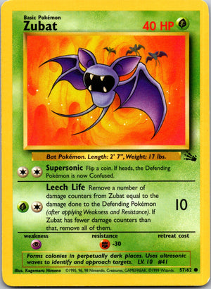 1999 Fossil 57/62 Zubat Common L122