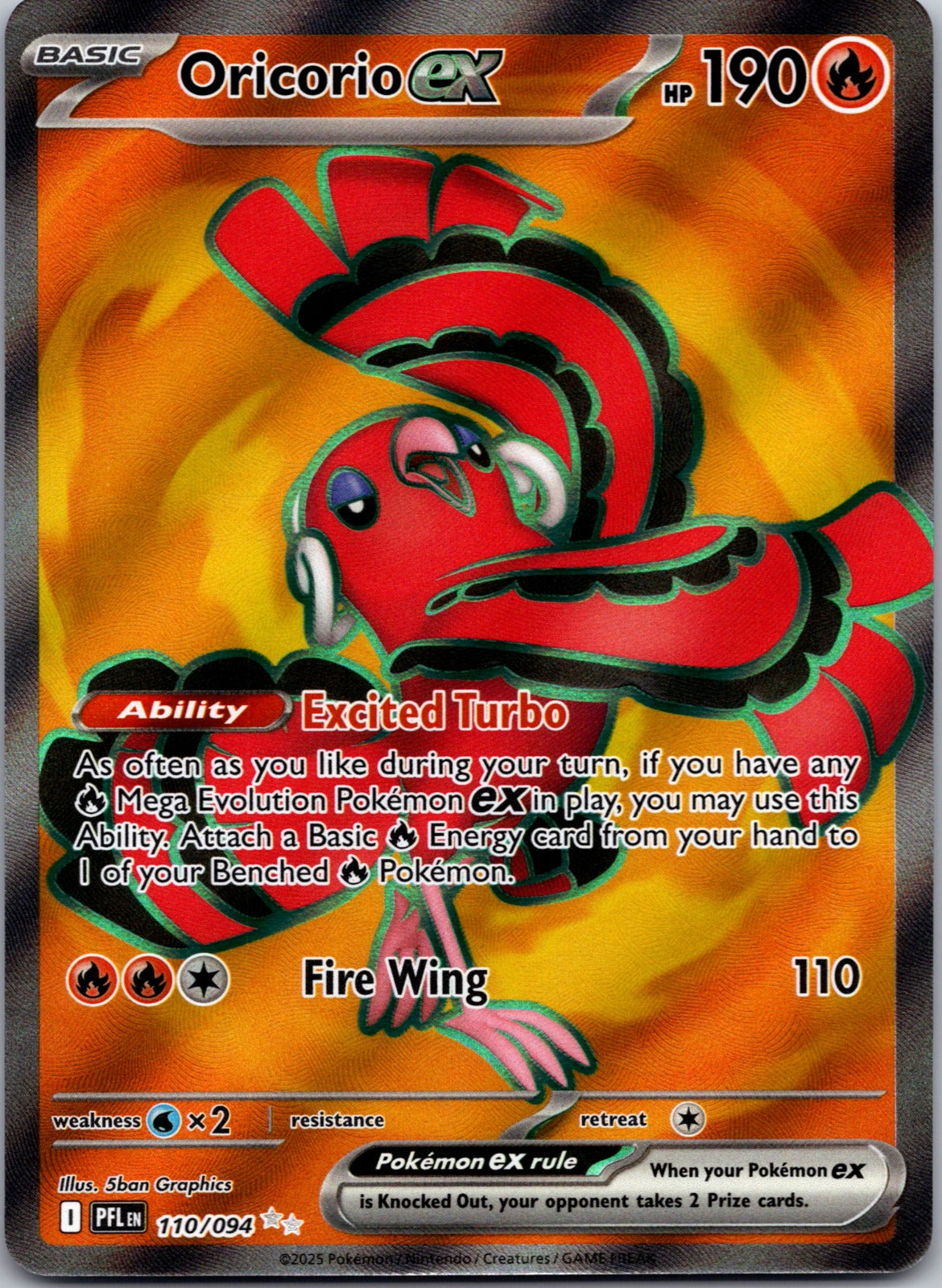 2025 ME02: Phantasmal Flames 110/094 Oricorio ex NM