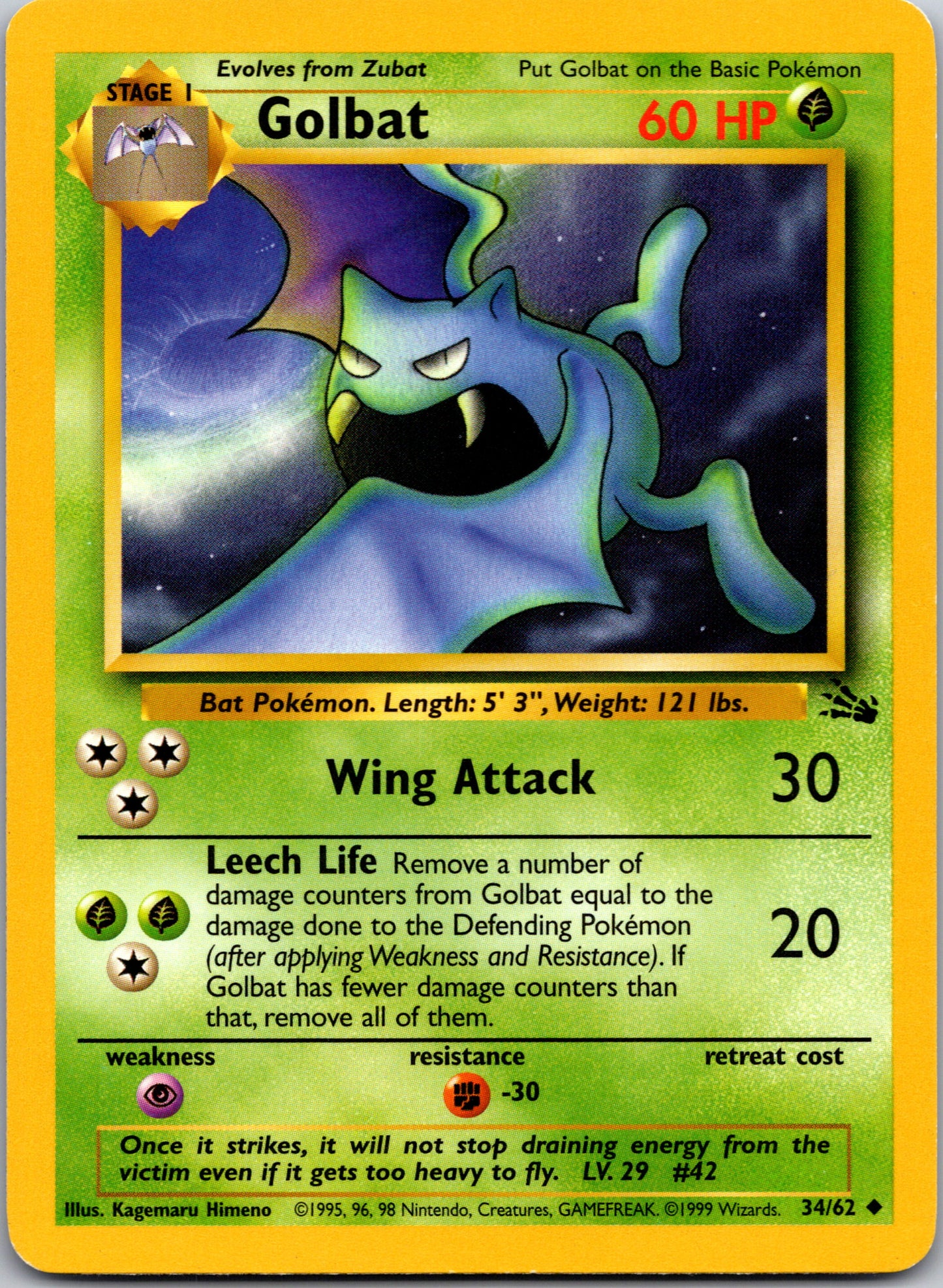 1999 Fossil 34/62 Golbat Uncommon A339