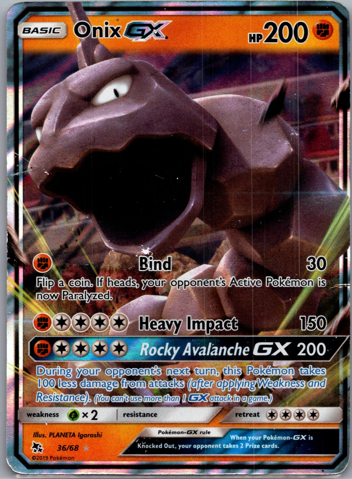 2019 Hidden Fates 36/68 Onix GX LP