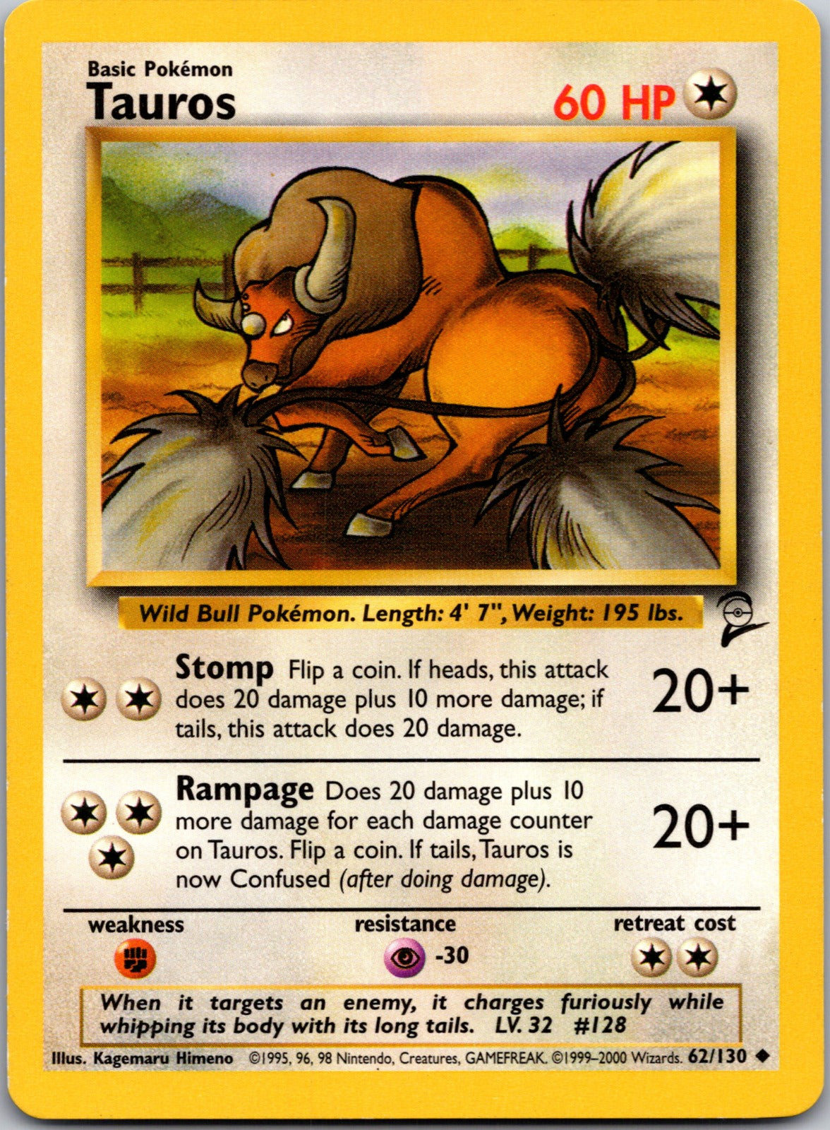 2000 Base Set 2 062/130 Tauros LP