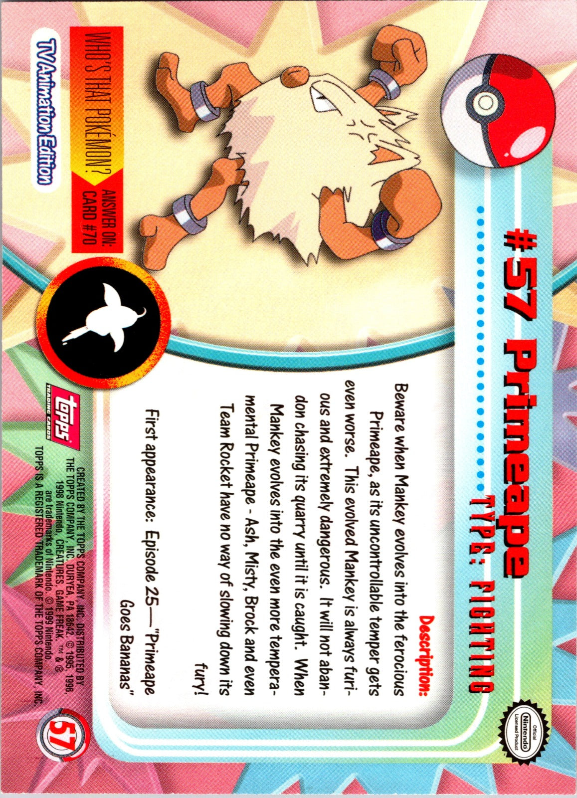 1999 Topps Primeape LP  X47