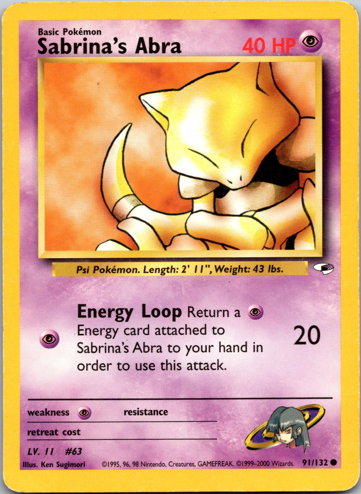2000 Gym Heroes 091/132 Sabrina's Abra LP Y105