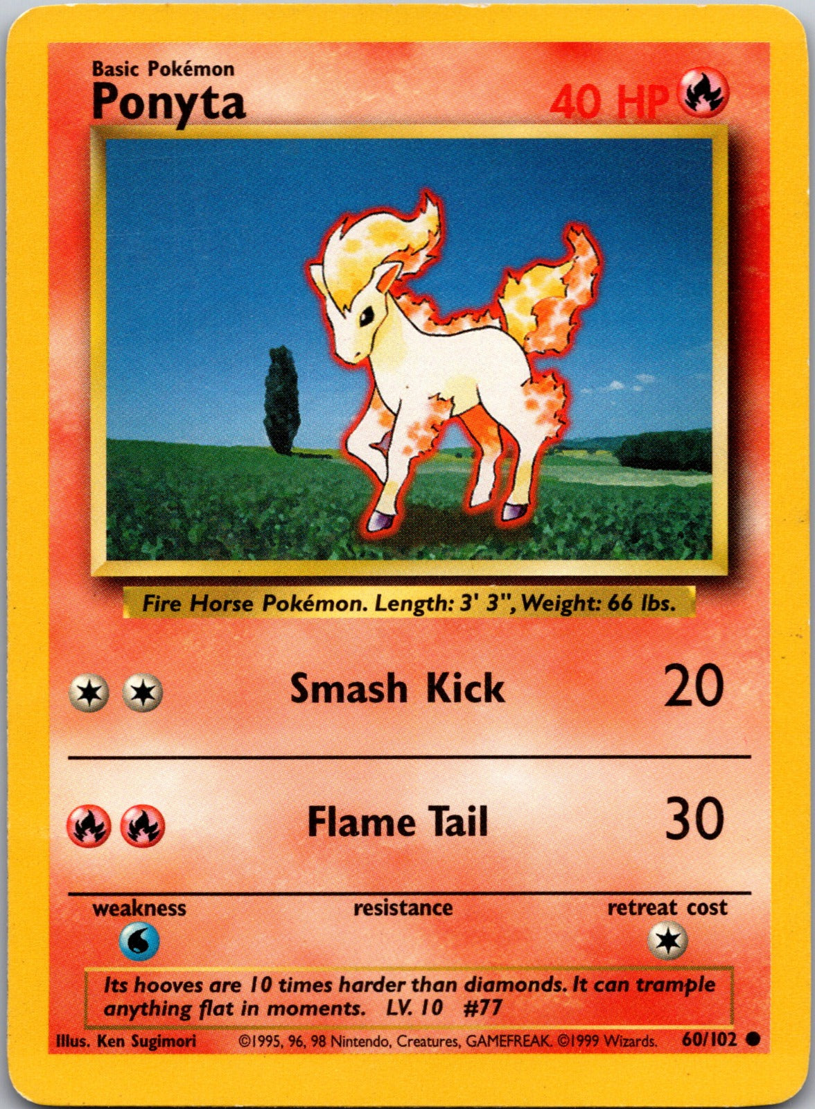 1999 Base Set (Shadowless) 060/102 Ponyta LP