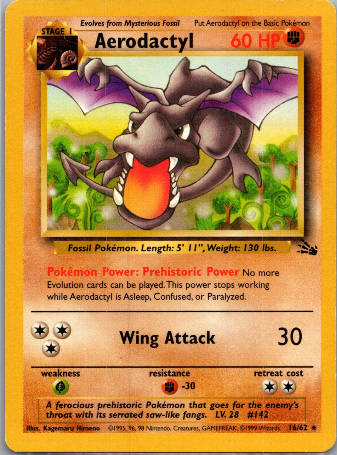 Fossil 01/62 Aerodactyl (1) Holo Rare NM