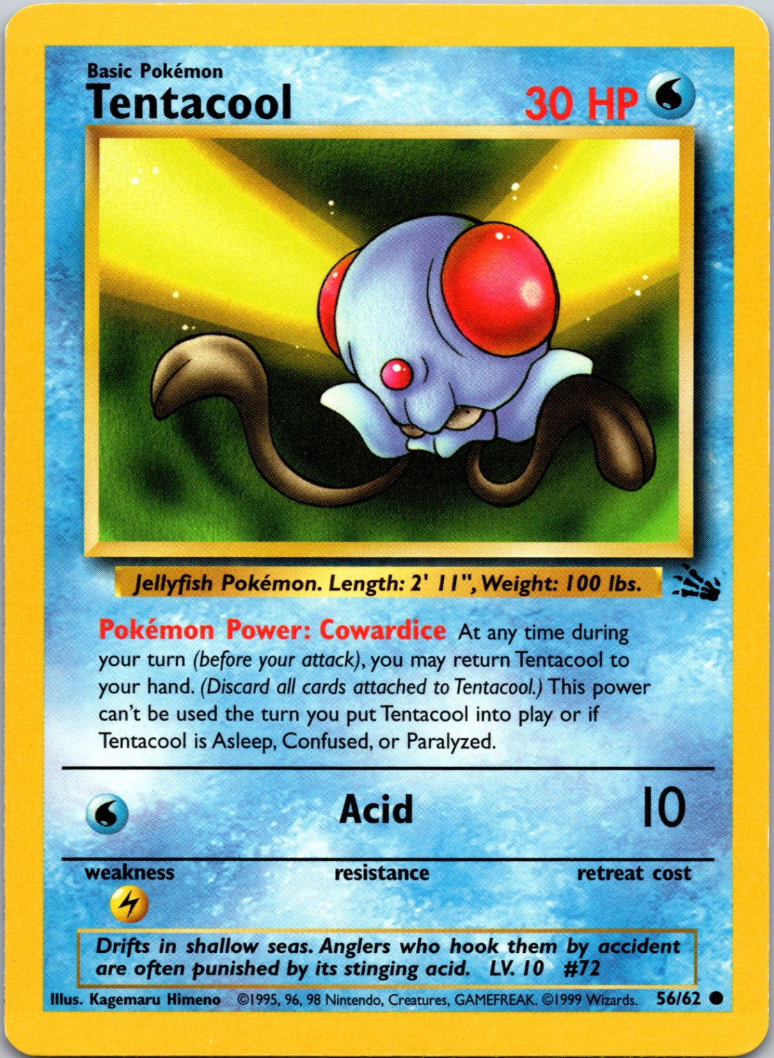 1999 Fossil #56/62 Tentacool Common B111