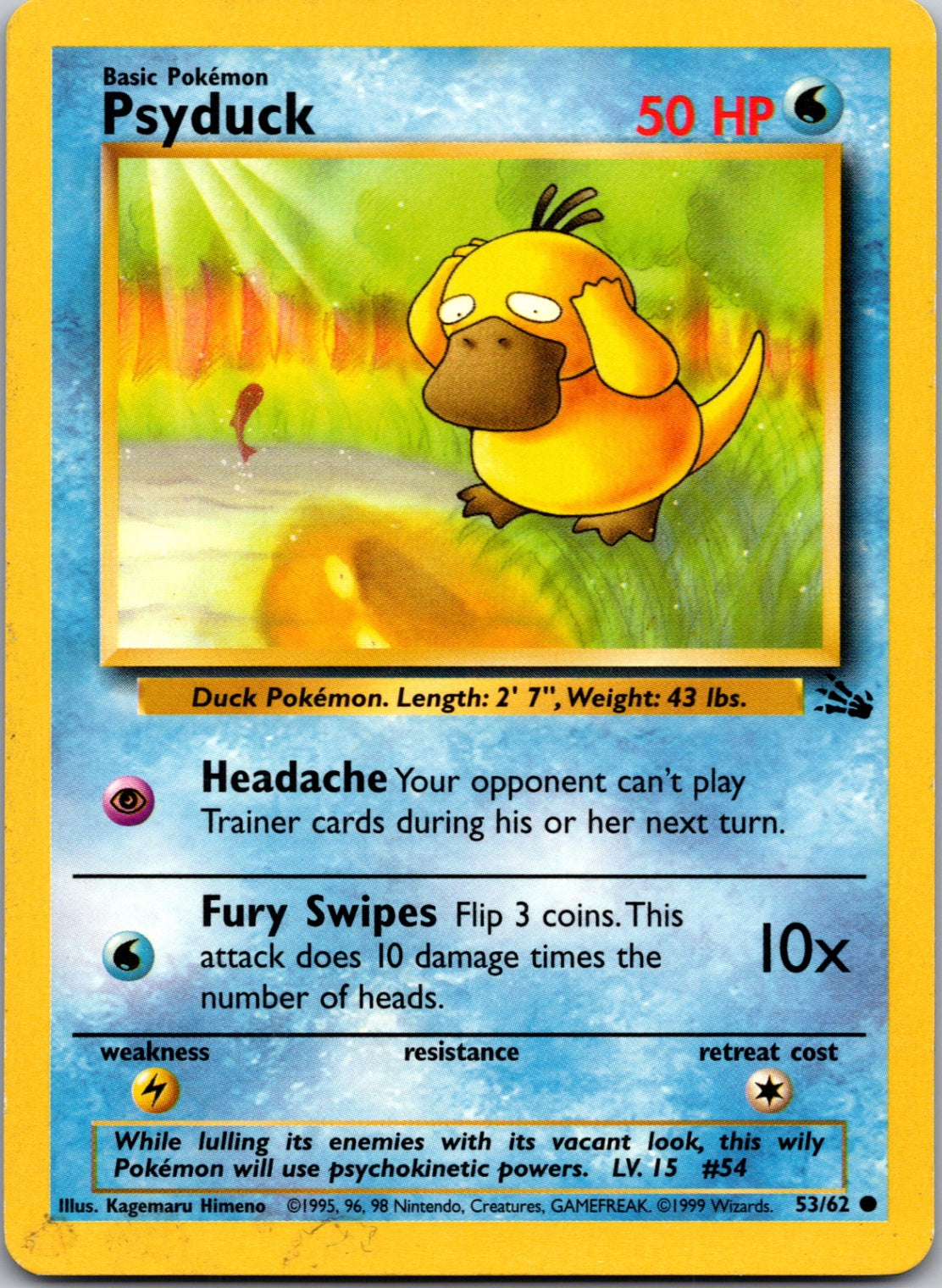 1999 Fossil #53/62 Psyduck Common A204