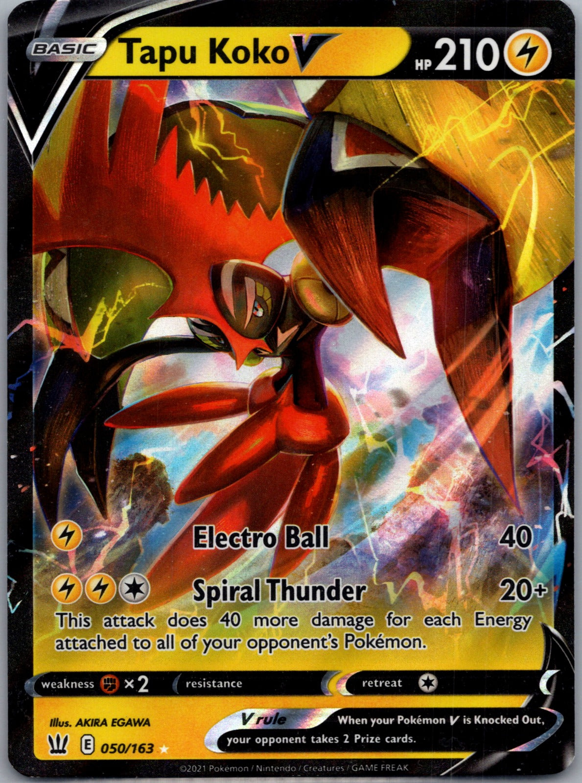 2021 SWSH05: Battle Styles 050/163 Tapu Koko V NM G277