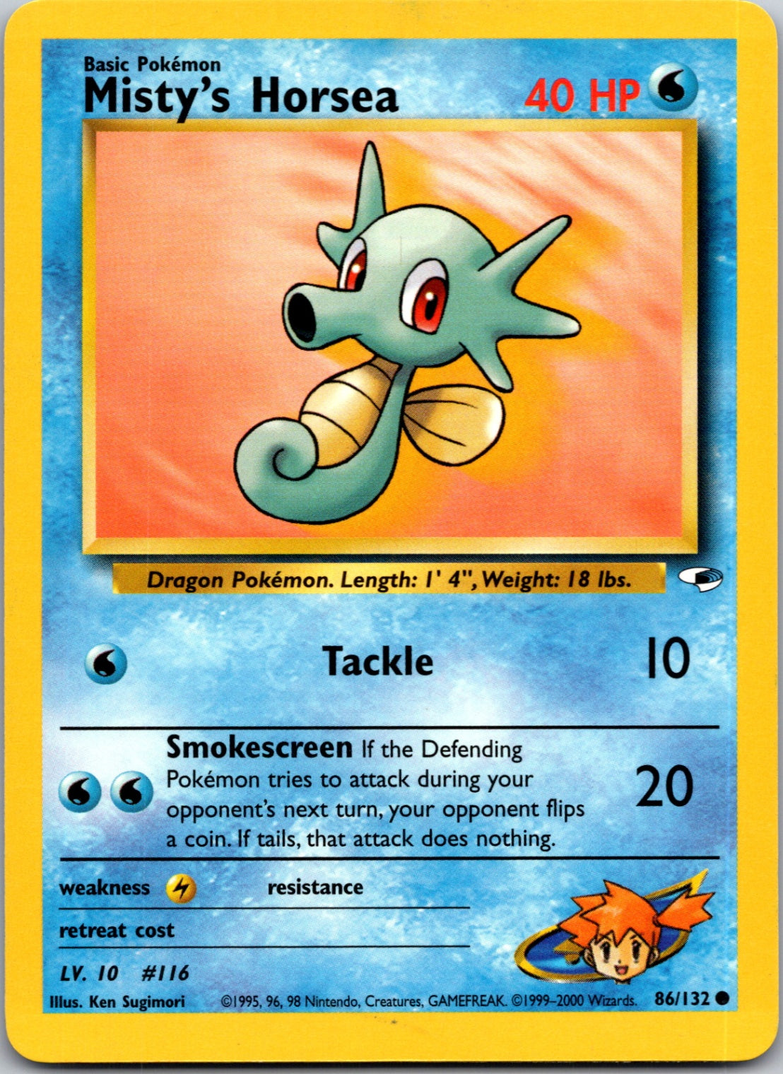2000 Gym Heroes 086/132 Misty's Horsea Common L48