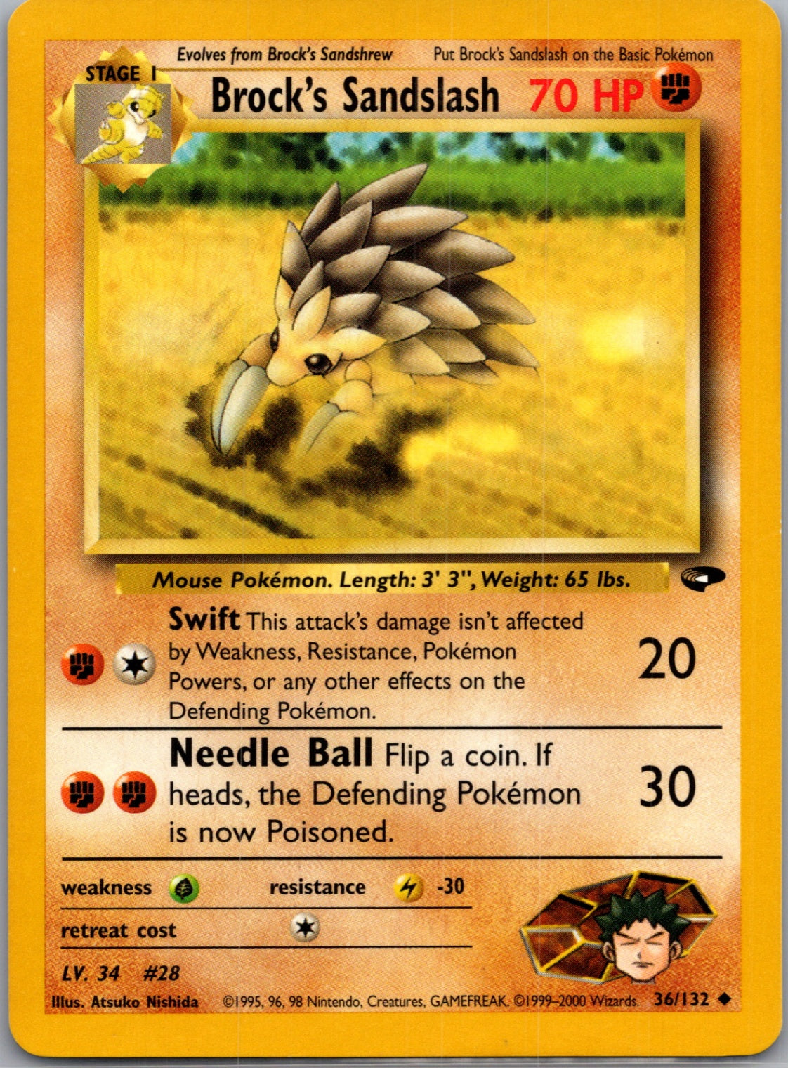 Gym Challenge 036/132 Brock's Sandslash Uncommon NM