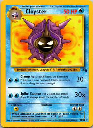 1999 Fossil 32/62 Cloyster Uncommon B10