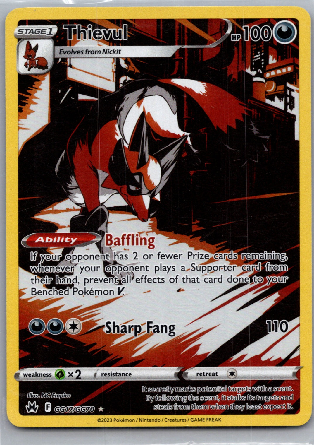Thievul Holofoil Ultra Rare Crown Zenith: Galarian Gallery GG17/GG70 NM