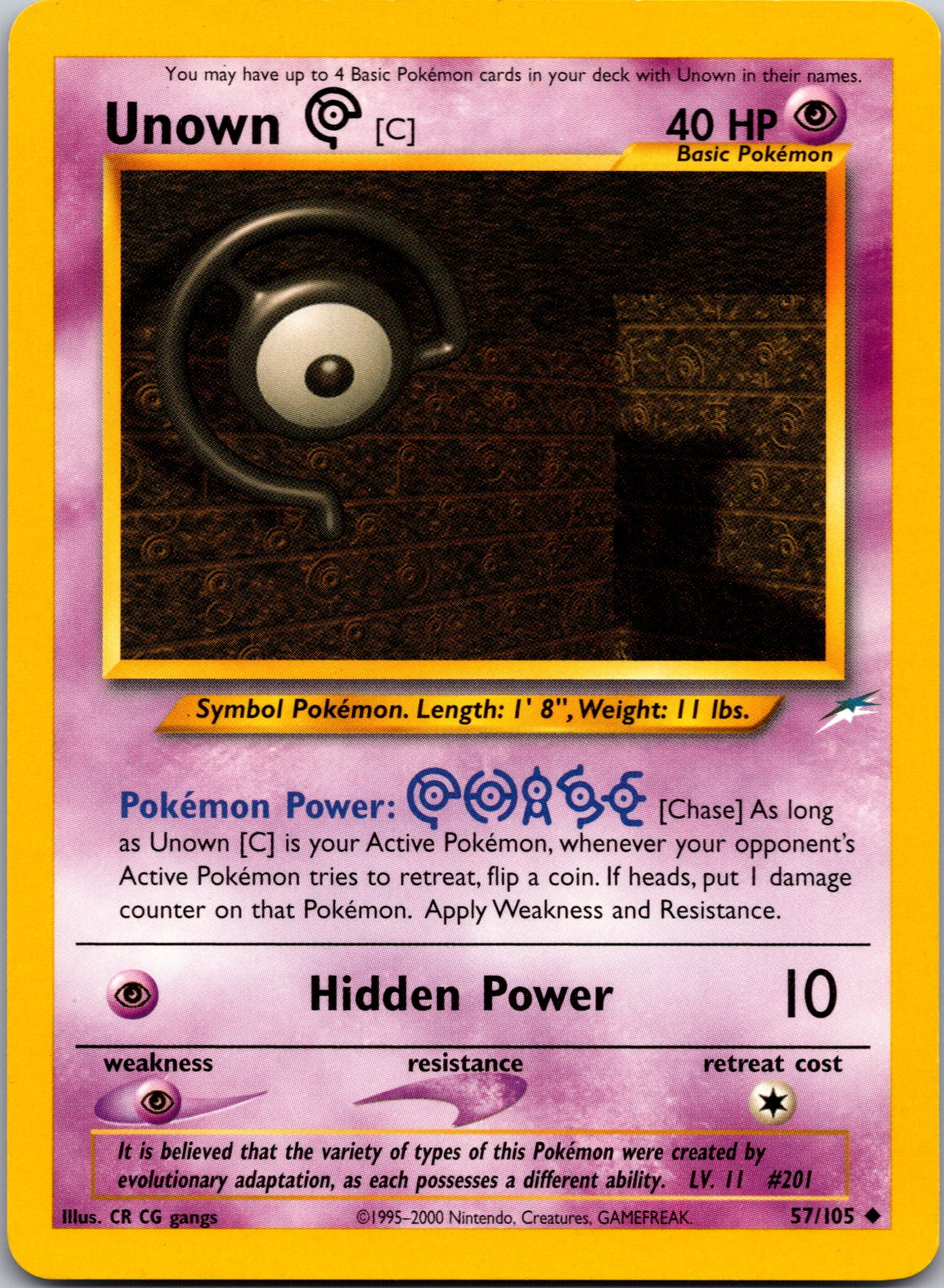 2002 Neo Destiny 057/105 Unown [C] Uncommon A47