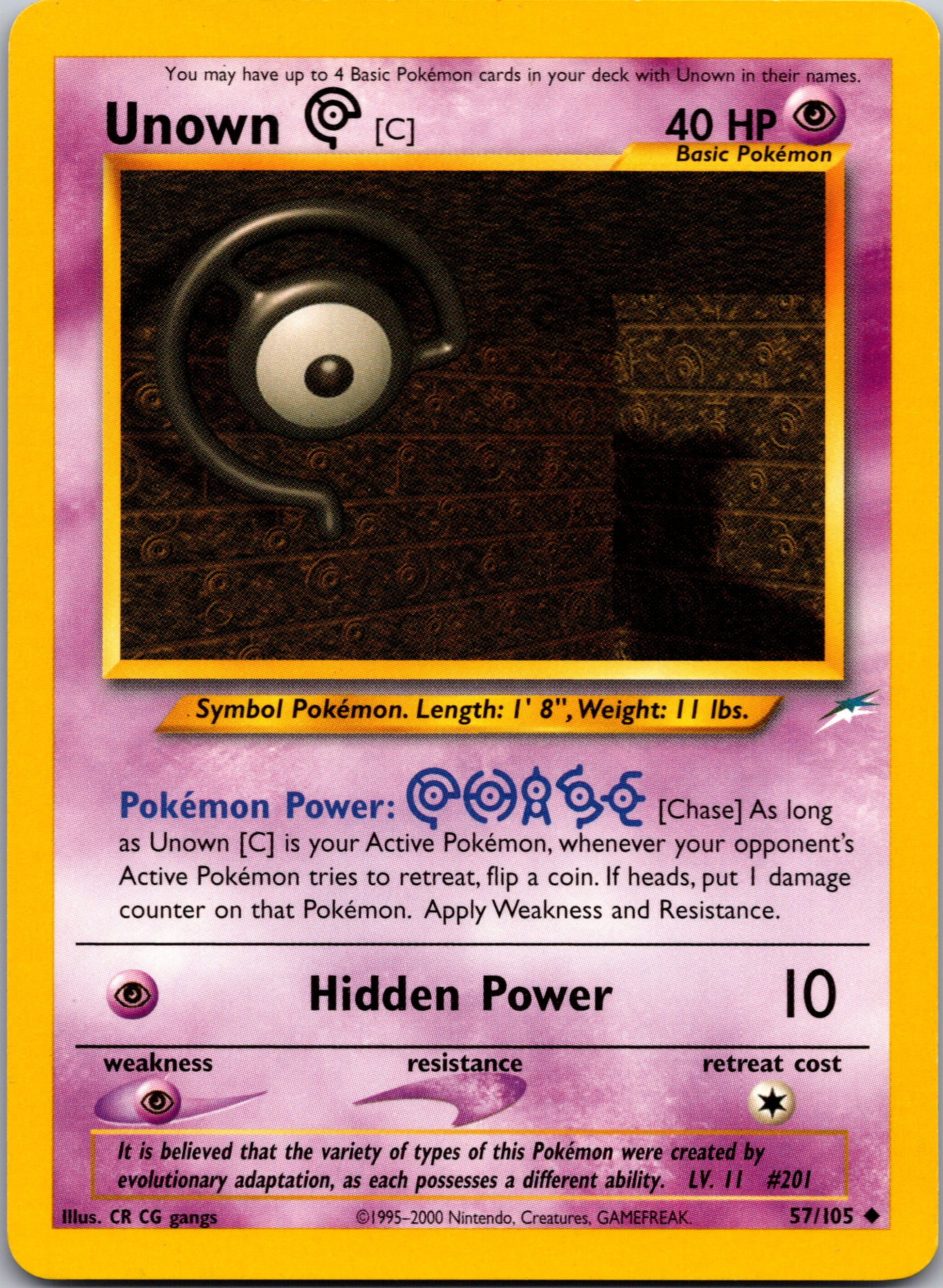 2002 Neo Destiny 057/105 Unown [C] Uncommon A47