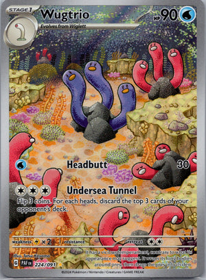 Wugtrio Holofoil Illustration Rare SV: Paldean Fates 224/091 NM