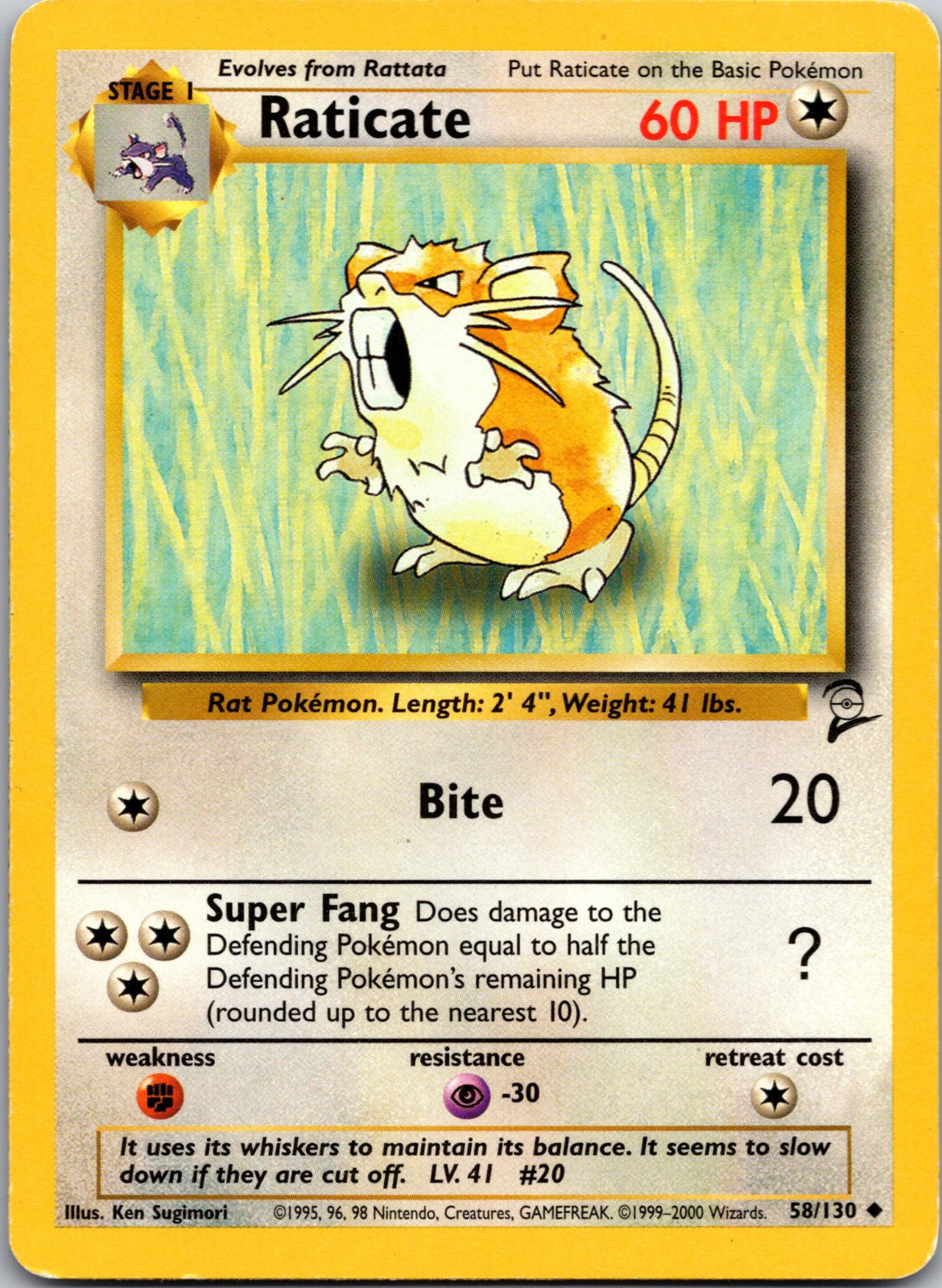 2000 Base Set 2 058/130 Raticate LP