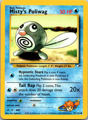 2000 Gym Heroes 087/132 Misty's Poliwag LP