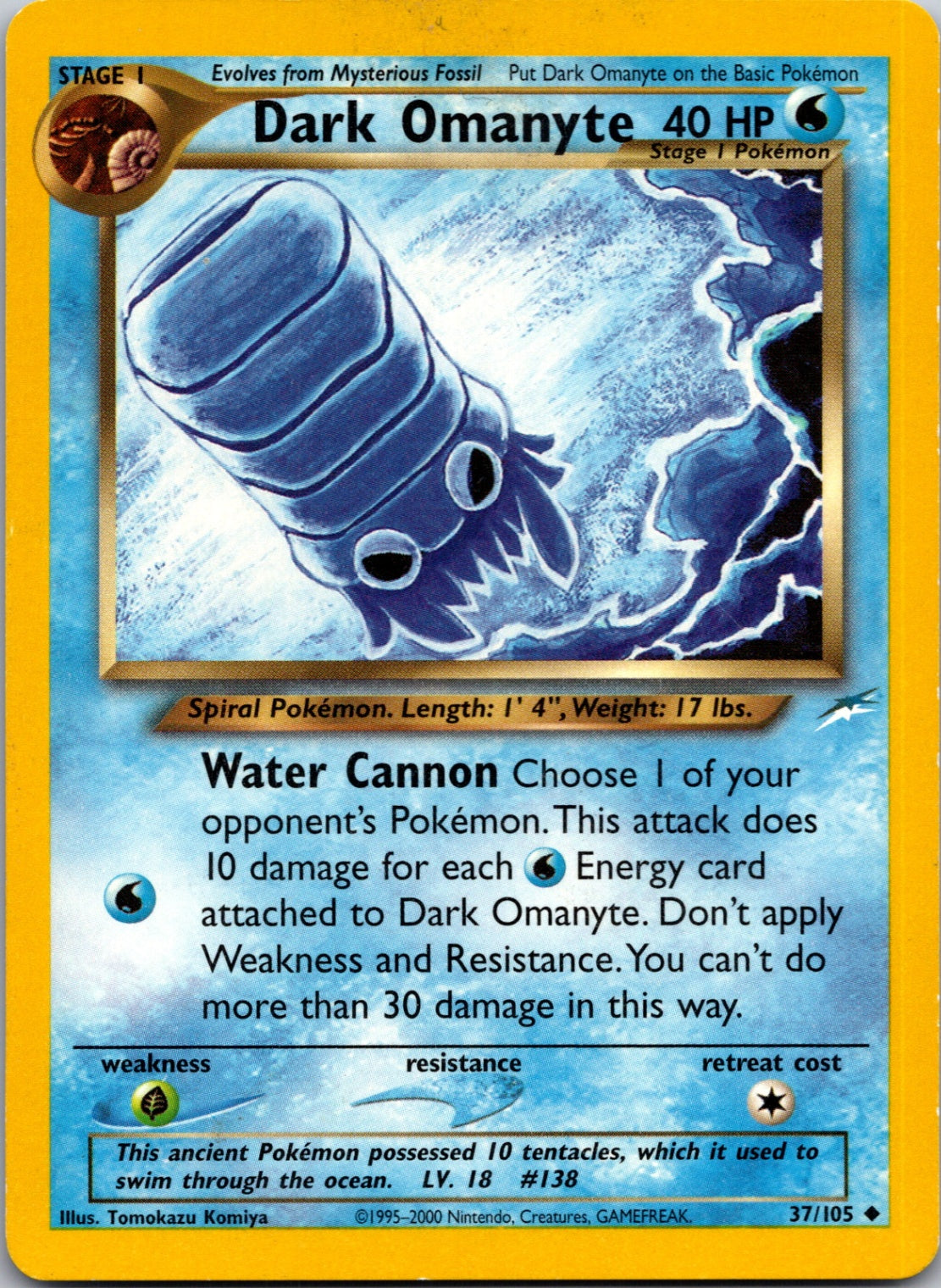 2002 Neo Destiny 037/105 Dark Omanyte Uncommon M237