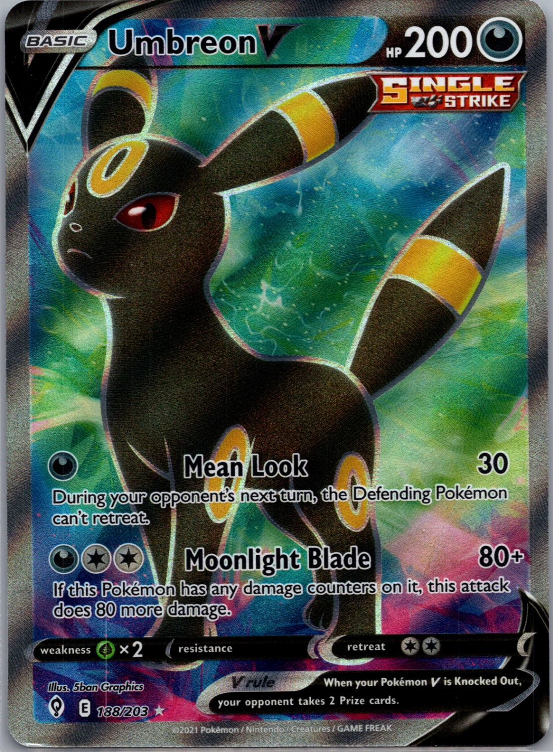 2021 SWSH07: Evolving Skies 188/203 Umbreon V (Full Art) Ultra Rare D97