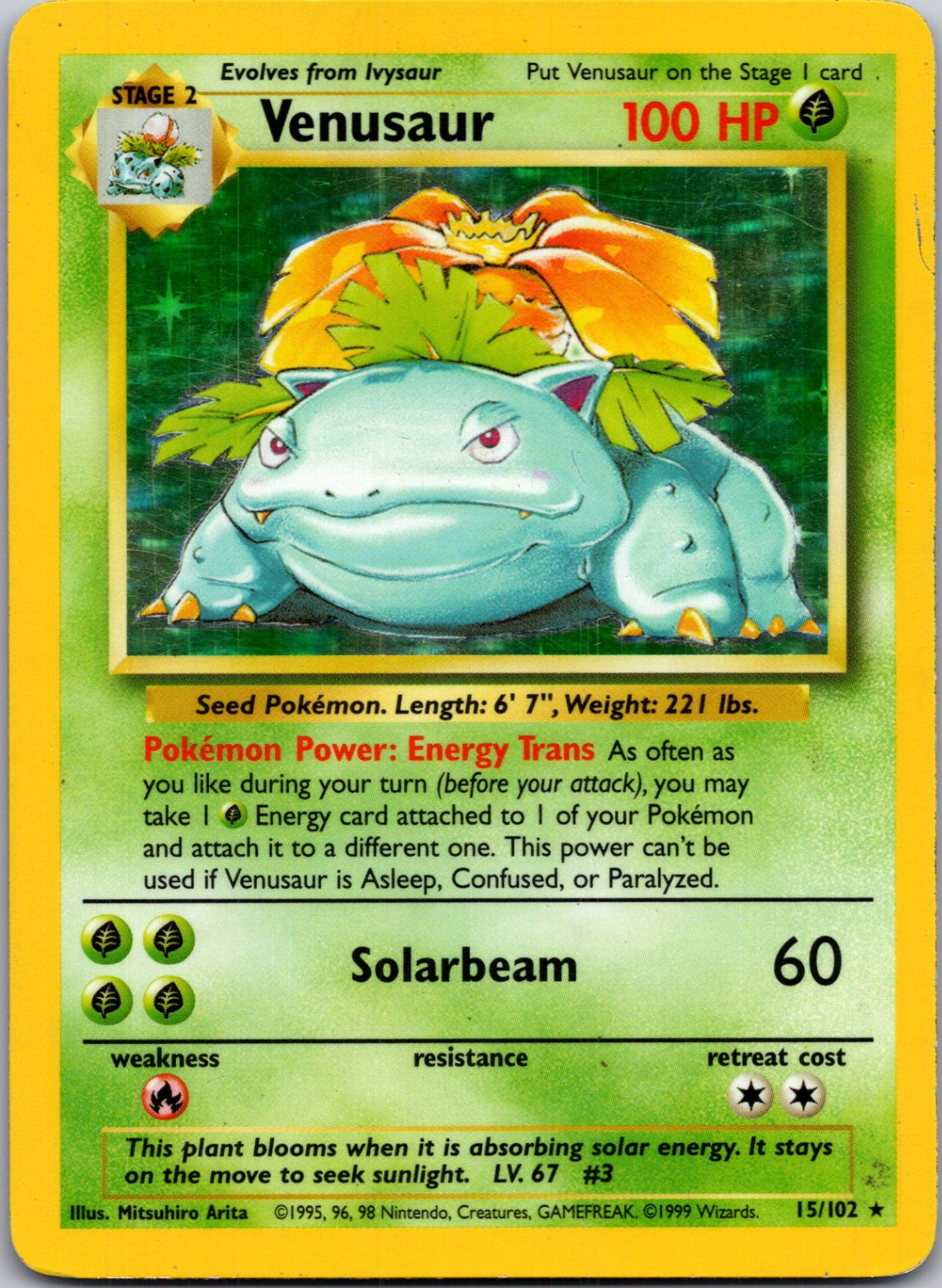 1999 Base Set 015/102 Venusaur Holo Rare G305