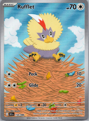 Rufflet Holofoil Illustration Rare SV: Black Bolt 154/086 NM