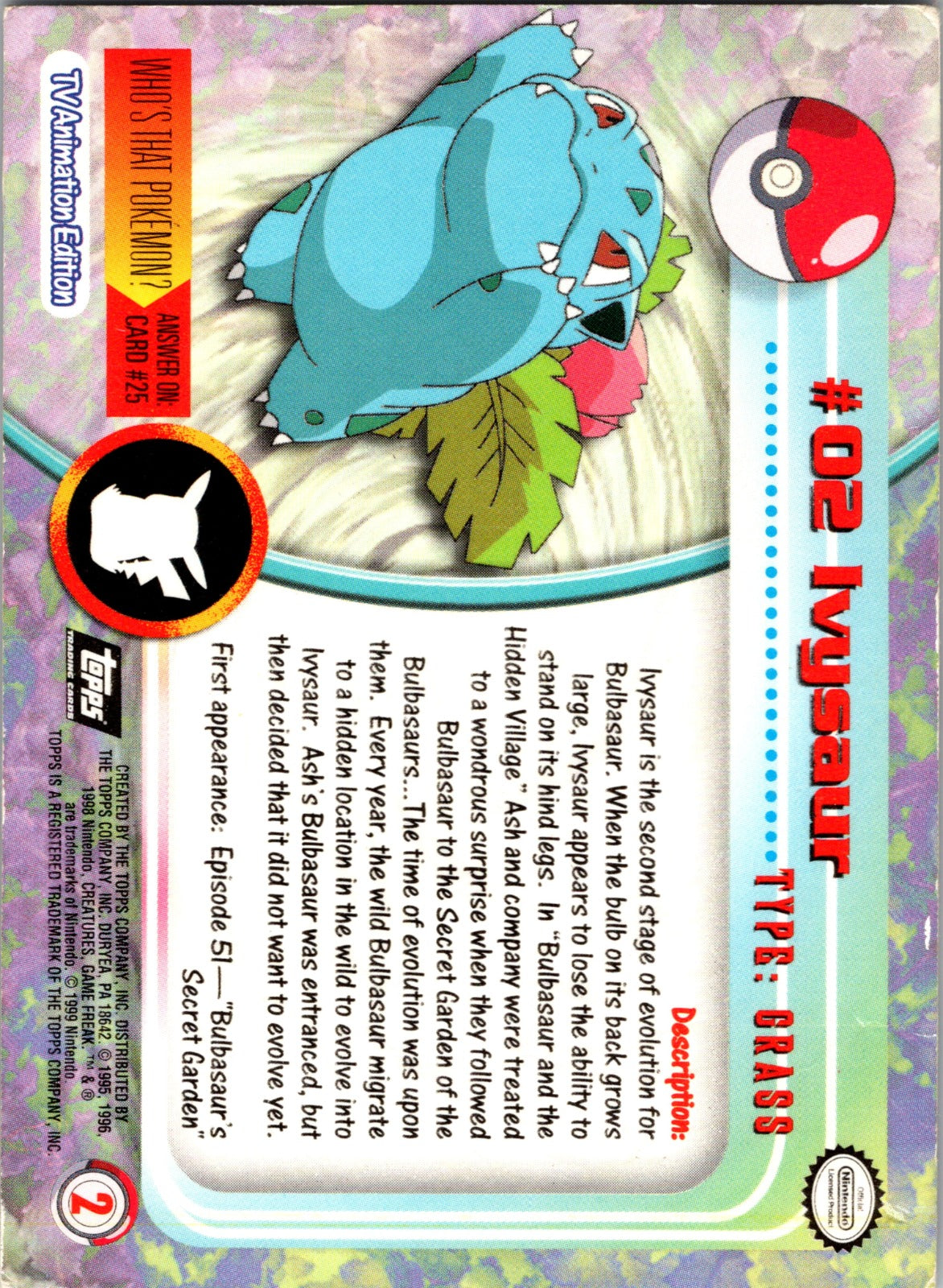 1999 Topps TV Ivysaur MP  P101