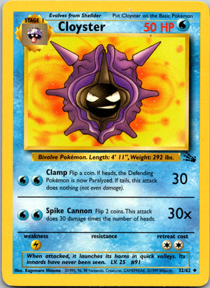 1999 Fossil 32/62 Cloyster Uncommon B3