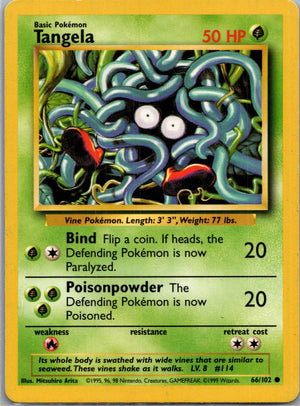 Base Set (Shadowless) 066/102 Tangela Common NM