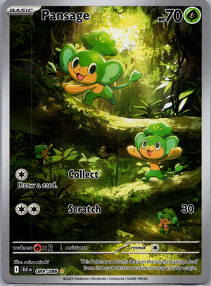 Pansage Holofoil Illustration Rare SV: Black Bolt 089/086 NM