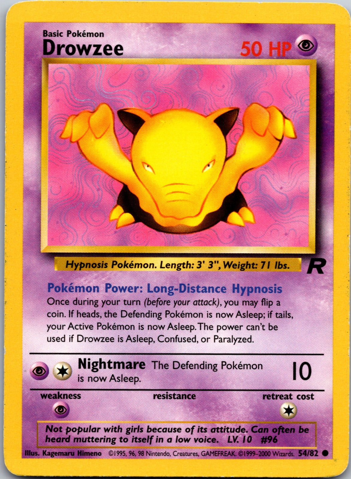 2000 Team Rocket 54/82 Drowzee LP Z341