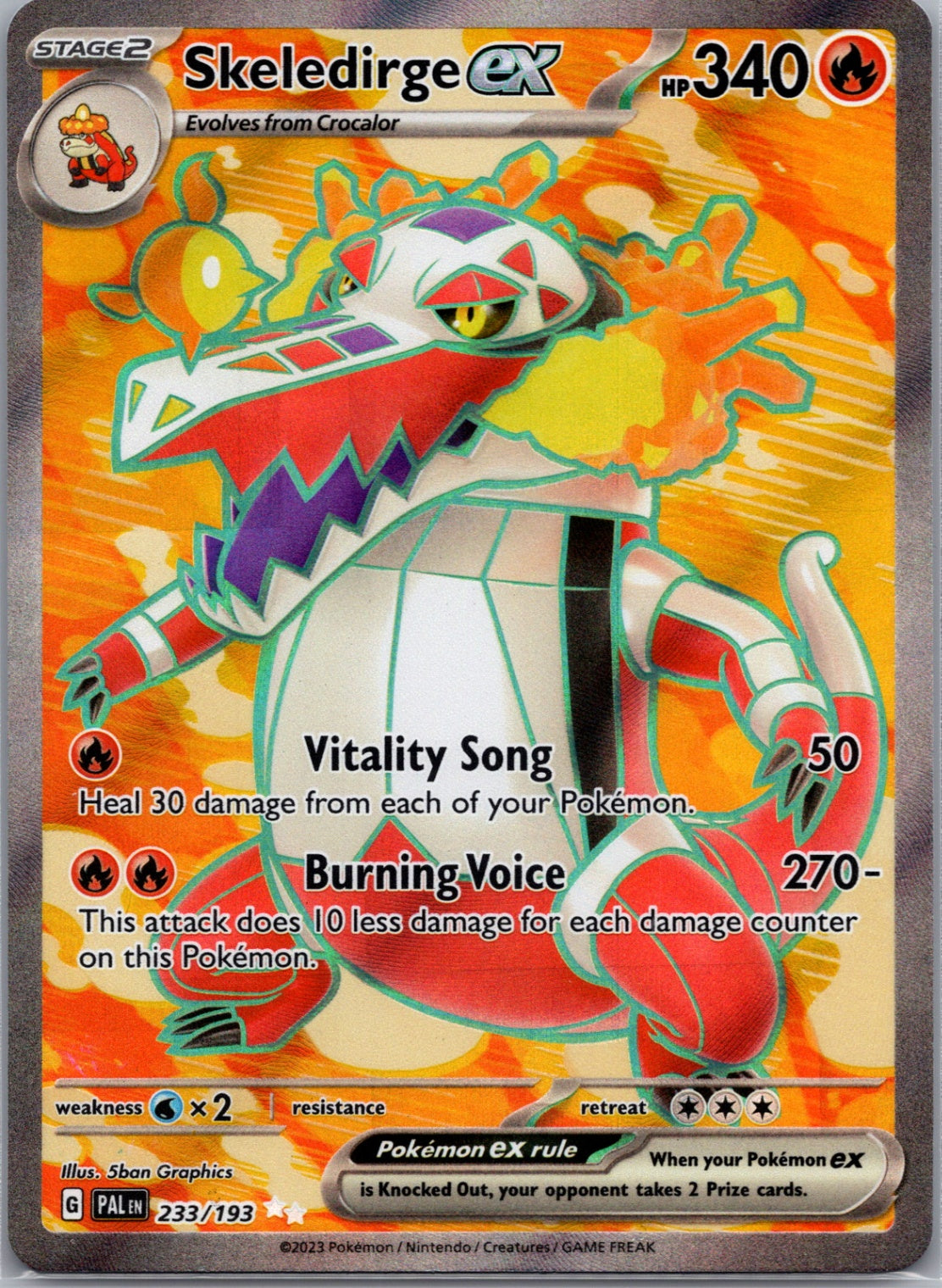 Skeledirge ex Holofoil Ultra Rare SV02: Paldea Evolved 233/193 NM