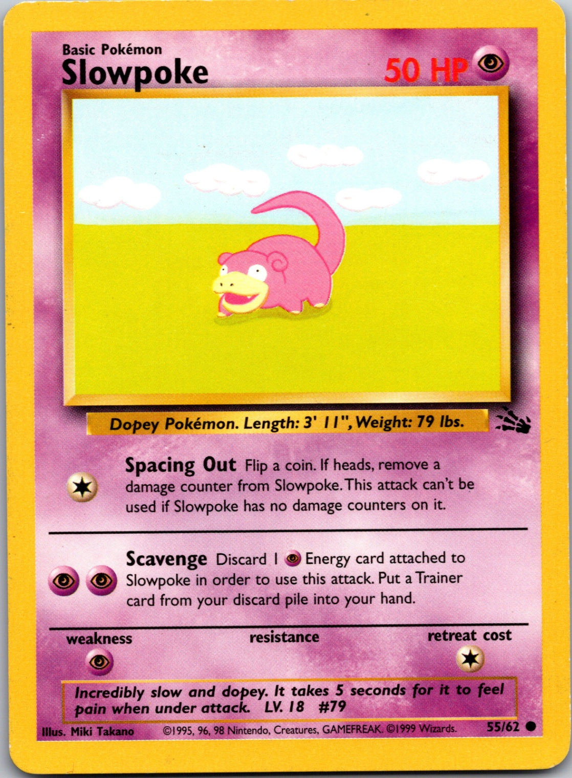 1999 Fossil 55/62 Slowpoke Common A141