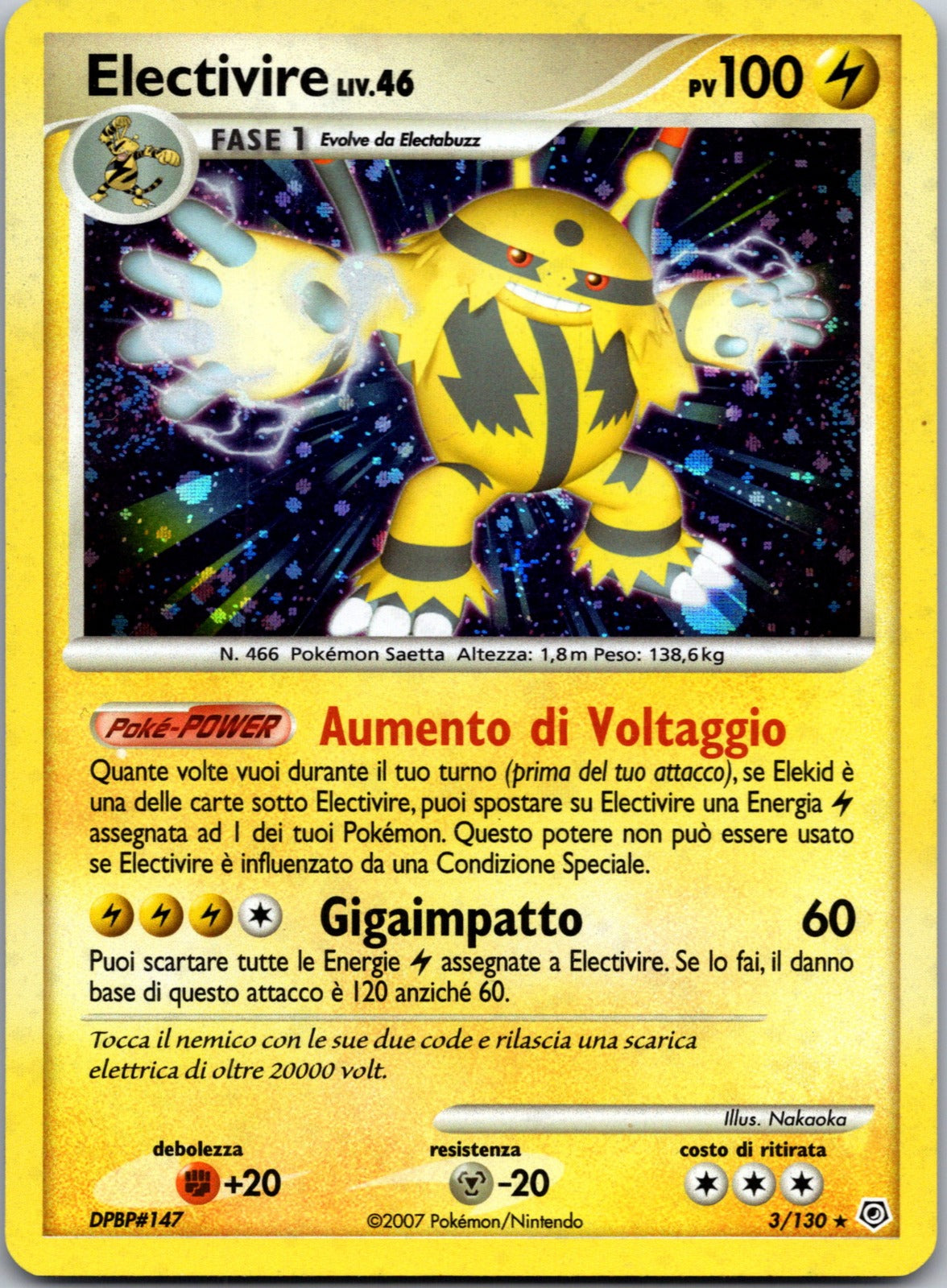 2007 Electivire Diamond and Pearl 3/130 NM
