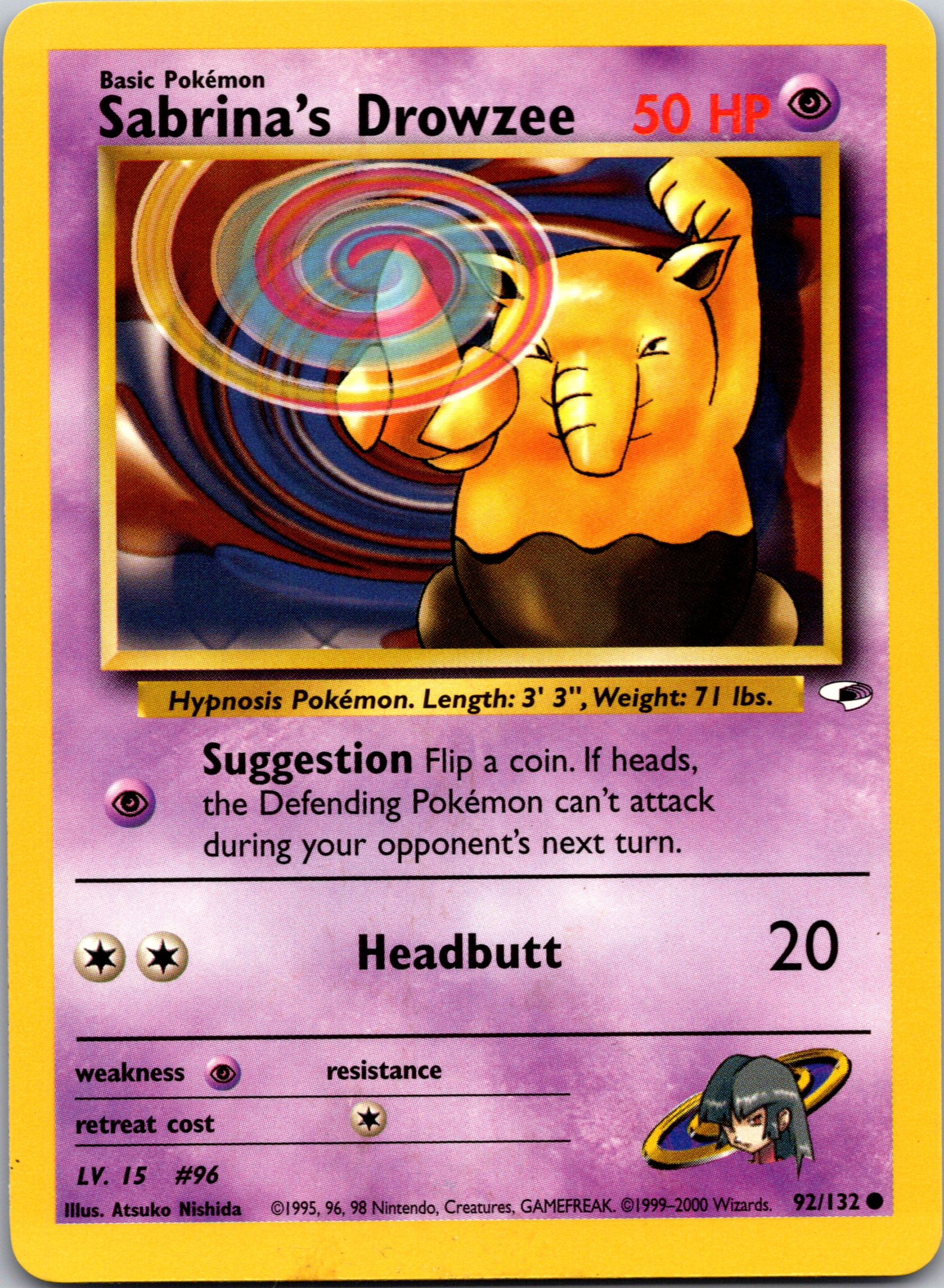 2000 Gym Heroes 092/132 Sabrina's Drowzee Common A27