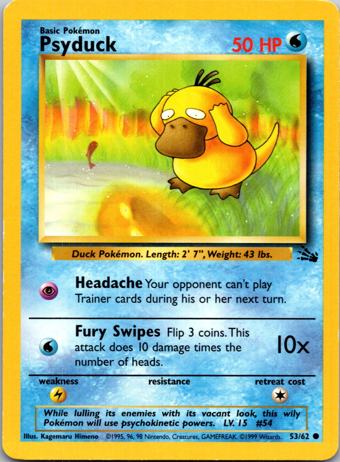 1999 Fossil #53/62 Psyduck Common B265