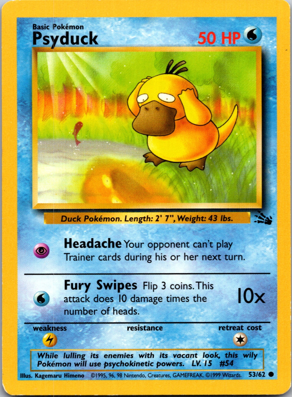1999 Fossil #53/62 Psyduck Common B273